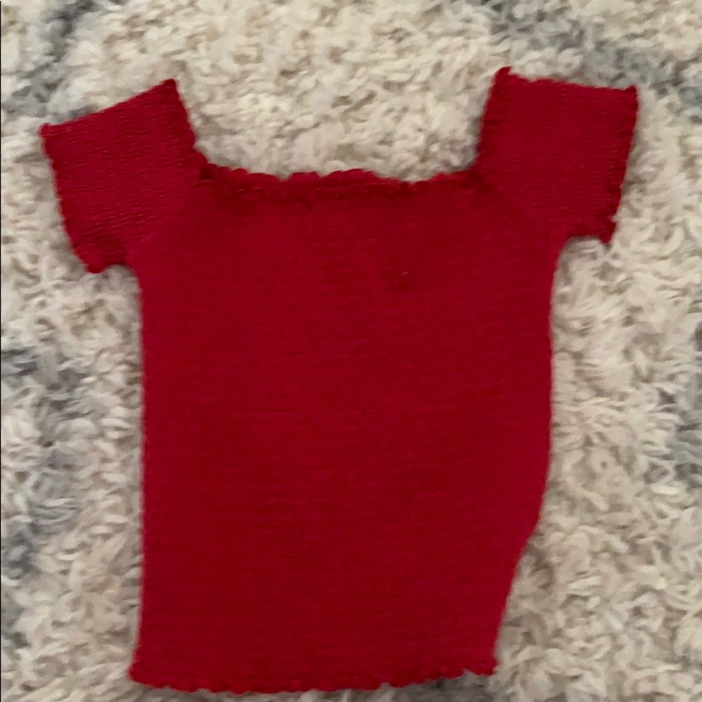 Off the shoulder red crop top